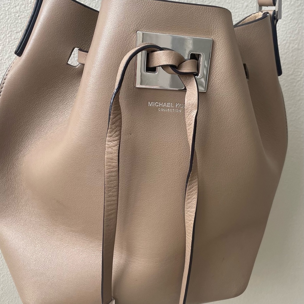 Michael Kors Taupe Leather Bucket Bag